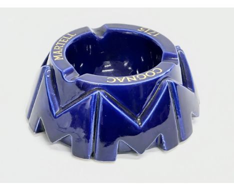 A rare Martell Cognac 1715 blue glazed ashtray. 20x7.5cm 