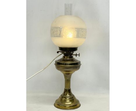 A vintage Victorian style brass table lamp. 57cm