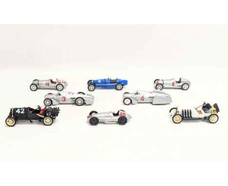 A collection of Brumm model racecars. 