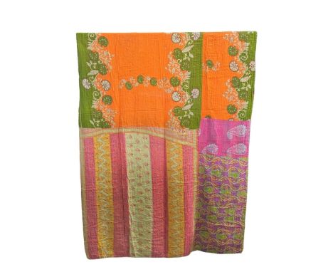 A large vintage throw made from Indian Sarees. 126x216cm