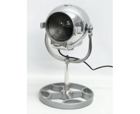 A professionally made vintage Strand Electric polished stage light lamp. Working. 28x51cm 