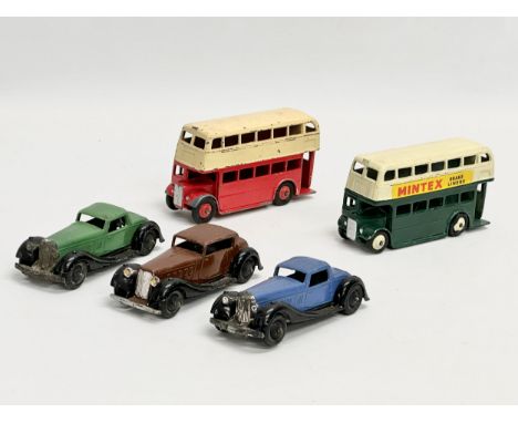 Dinky Toys. A brown Dinky Humber Vogue 9cm. A green Dinky 2 seater Bentley Sportsman Coupe 9.5cm. A blue Dinky 2 seater Bentl
