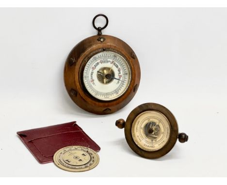 3 barometers. A late 19th/early 20th century German barometer 10.5x13cm. A Nauticalia Weather Forecaster with case. 