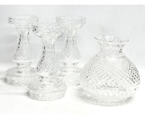 A set of 3 large Crystal lamp bases with a matching shade. Bases 14x27cm. Shade 20x23cm 