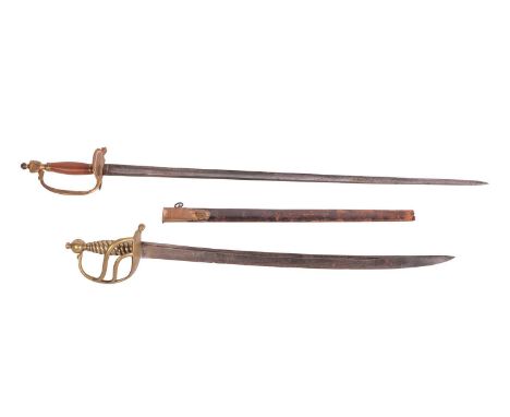 A George III, 1751 type hanger (no scabbard), the blade bearing a running dog for Samuel Harvey, the hilt bearing the legend 