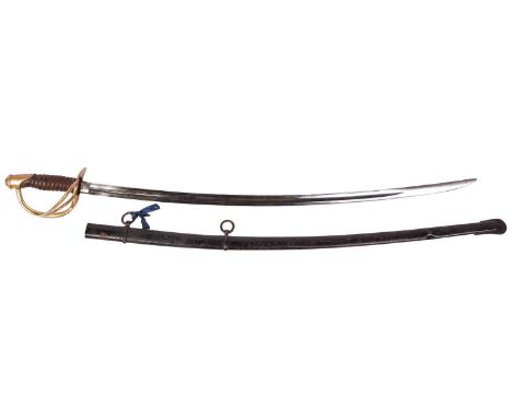 An American Civil War, M1860 light cavalry sabre and black japanned scabbard by Mansfield &amp; Lamb, dated 1864, fitted a wi
