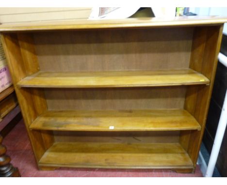 Well proportioned three shelf open bookcase with tapered corners, 120 cms high x 140 cms