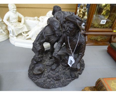 Well cast composition model of a gold prospector and mule, inscribed to the back 'William Elphick' dated 1975, limited editio