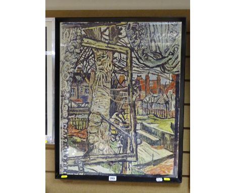 JOHN BRATBY coloured print - entitled 'View From the Window', 64 x 50 cms
