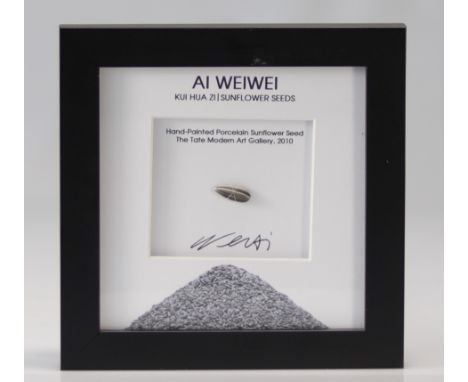 Ai Weiwei 'Sunï¬‚ower Seed', 20100.75 x .025 Inches each1.9 x 0.7 Centimeters each9 x 9 x 1 Inches (framed)Hand painted porce