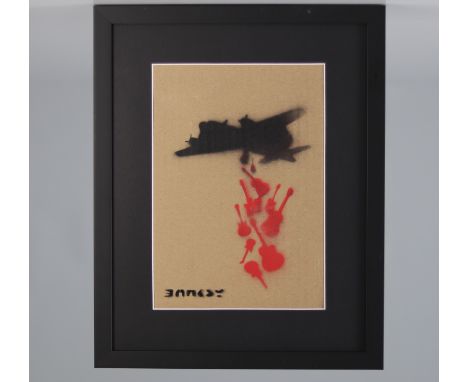 Banksy (in the style of) - "Enjoy your free Art" Souvenir from Dismaland Aerosol and stencil on cardboard, bears the words "B