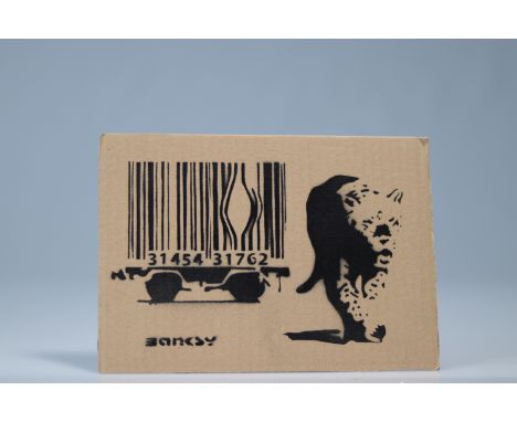 Banksy (in the style of) - "Enjoy your free Art" Souvenir from Dismaland Aerosol and stencil on cardboard, bears the words "B