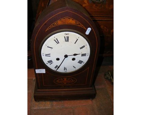 A 45cm high inlaid Edwardian "Lancet" mantel clock 