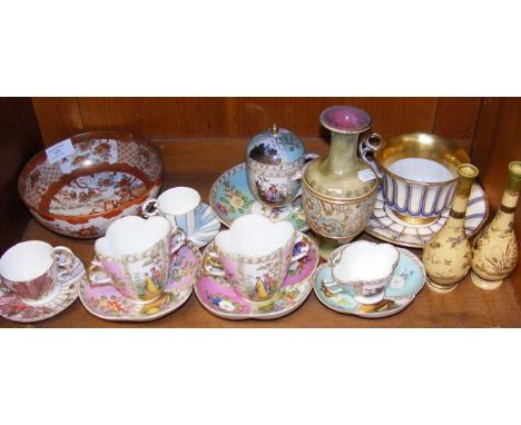 Various collectable ceramic ware, including Satsuma, Augustus Rex style cups and saucers CONDITION REPORTchip to rim of one c