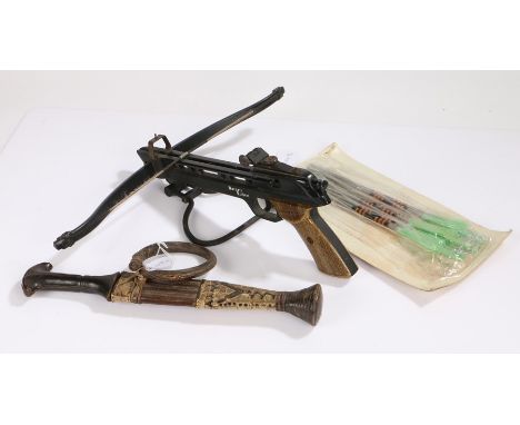 Barnett Trident crossbow, six arrows, tribal knife and scabbard (3)