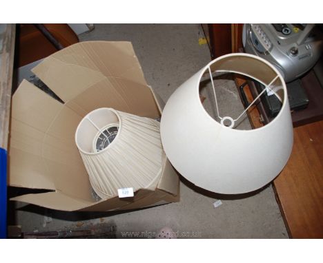 Four cream large mixed lamp shades including pleated.