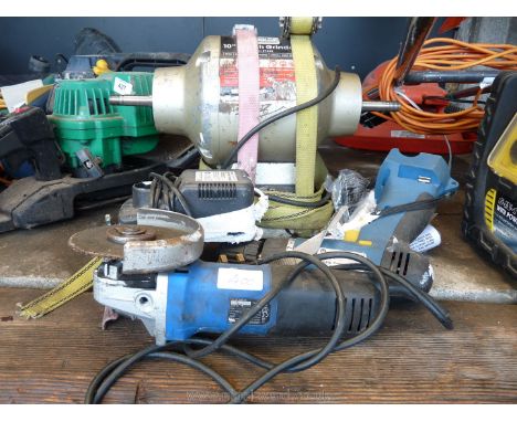 Miscellaneous hand tools, angle grinder, drill, sander.