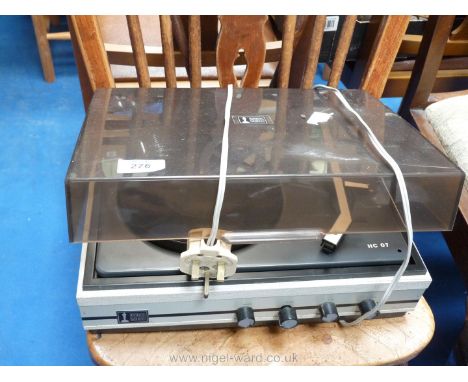 A small record player.