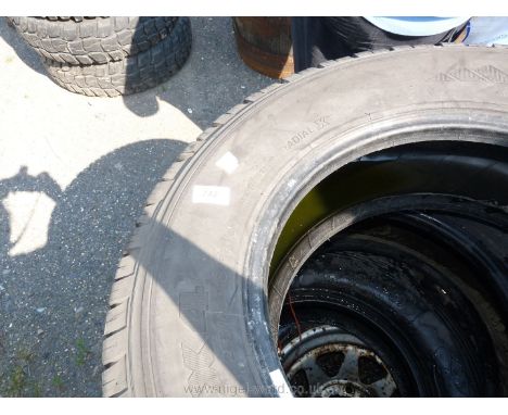 Two Michelin 4 x 4 255/65 R16 tyres, 1 of Marix 215/75 R15 tyre and 1 of Bridgestone 215 S/R 15 tyre and 5-stud wheel. 