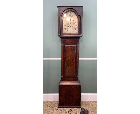 EARLY 19TH CENTURY MAHOGANY 8-DAY LONGCASE CLOCK, William Matthews, Bristol, silvered 12inch break-arch dial with Arabic quar