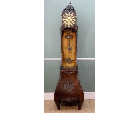 FRENCH STAINED BEECH &amp; METAL MOUNTED COMPTOISE CLOCK, 20th century, 11.5" metal and enamel dial with Arabic numerals, eig