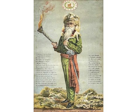 19TH CENTURY WELSH SCHOOL coloured lithograph - standing portrait of Dr William Price, the Archdruid, chartist and pioneer of