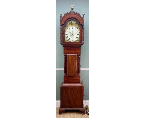 19TH CENTURY MAHOGANY WELSH LONGCASE CLOCK, John Williams, Dowlais, 12" painted Roman dial with subsidiary seconds and calend