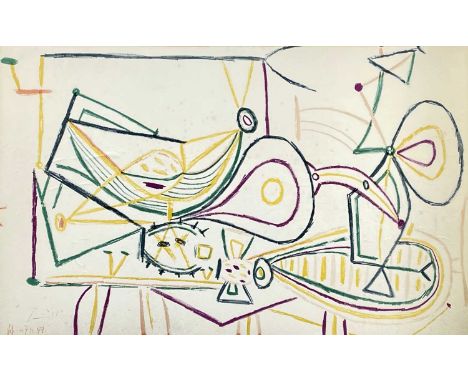 ‡ PABLO PICASSO, 1948, lithograph in colours on wove - Composition, from School Prints, signed and dated in the stone, 48 x 7