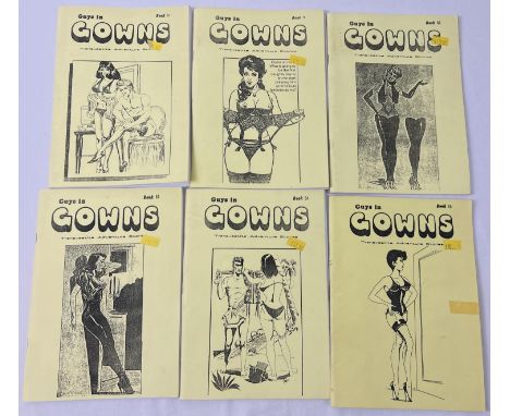 6 issues of Guys in Gowns; Transvestite Adventure Stories vintage adult erotic fiction books from Empathy Press. Book No's 50