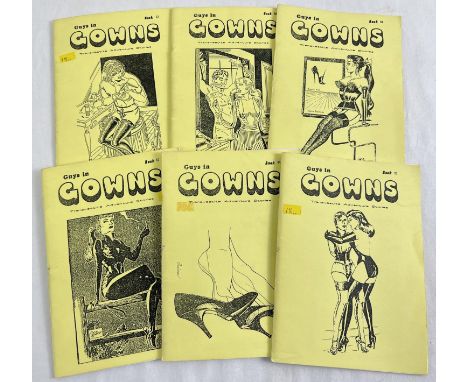 6 issues of Guys in Gowns; Transvestite Adventure Stories vintage adult erotic fiction books from Empathy Press. Book No's 67