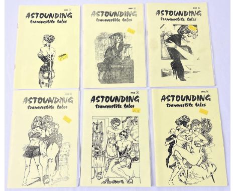 6 issues of Astounding; Transvestite Tales vintage adult erotic fiction books from Empathy Press. Book No's 15(staples rusted