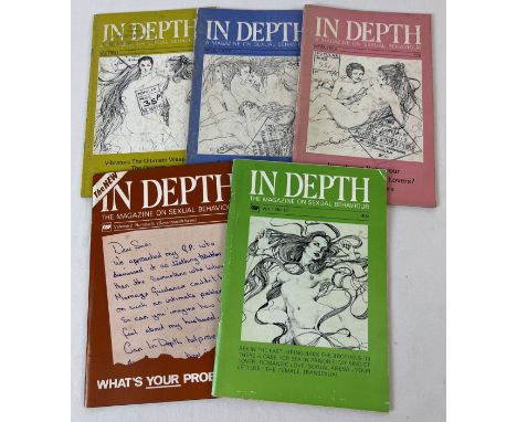 5 vintage early 1970's issues of In Depth, smaller sized adult erotic magazine, to include first issue volume 1 No's 1 &amp; 
