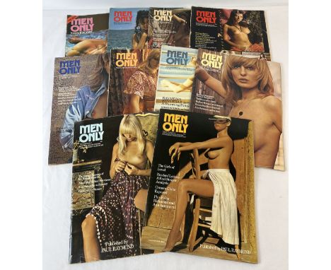 10 vintage early 1970's issues of Men Only adult erotic magazine. 