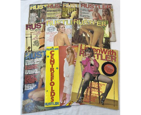 10 assorted vintage issues of Rustler, adult erotic magazine to include (Big Bold) Rustler, Listen with Rustler and Rustler C