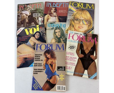 7 vintage smaller sized adult erotic magazines to include In Depth, Voi, Contak and Forum. 
