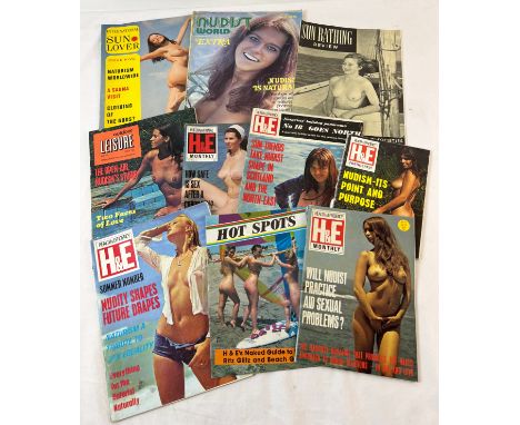 10 assorted vintage naturist/nudist magazines to include H&amp;E, Nudist World, Sun Lover and Outdoor Leisure. 