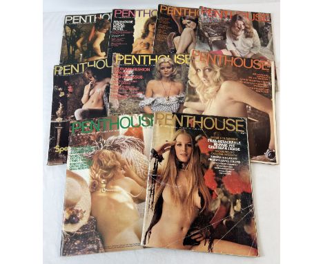 9 vintage 1970's issues of Penthouse; The International Magazine for Men, all from volume 7. 
