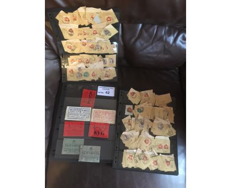 Stamps : Sheet of GB vintage booklets KGV, Edward VIII, KGVI all have stamps but all incomplete - along with 2 sheets of on p