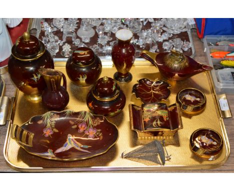 TRAY WITH VARIOUS PIECES OF CARLTON WARE PORCELAIN     