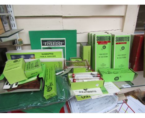 A collection of vintage Subbuteo including seven boxed teams, floodlighting, goals etc