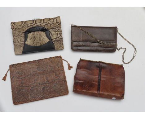A collection of four Vintage handbags (to include 3 clutches) - snakeskin and lizard (4)&nbsp;