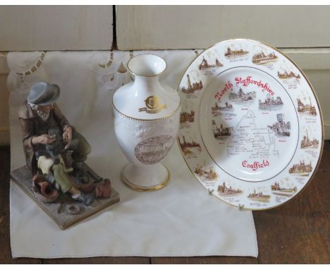 Two diamond style figures, a collection of trinket dishes, a pair of casserole dishes etc