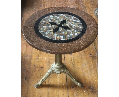 An 18th/19th century Italian circular Pietra Dura marble top; together with a later French gilt metal tripod stand 53cm H x 4