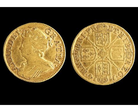 GOLD COIN. GUINEA 1714, FINE POSSIBLE VERY LIGHT TRACES OF EDGE MOUNT 