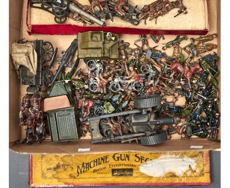 A COLLECTION OF WILLIAM BRITAIN'S HOLLOW CAST AND PAINTED LEAD ALLOY SOLDIERS, FIRST HALF 20TH C, TO INCLUDE MACHINE GUN SECT