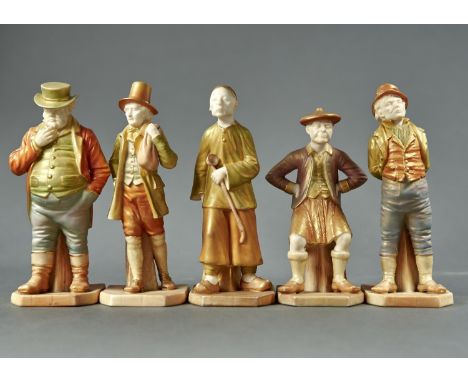 FIVE ROYAL WORCESTER FIGURES FROM THE&nbsp; COUNTRIES OF THE WORLD SERIES, 1899, 1901 AND 1913, MODELLED BY JAMES HADLEY, COM