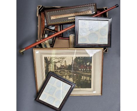 A MINIATURE WOOD MODEL OF THE ROYAL CRESCENT BATH, MODERN, FRAMED, 14 X 44CM OVERALL, MISCELLANEOUS WOOD AND OTHER PICTURE FR