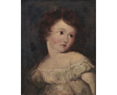 ENGLISH SCHOOL, 19TH C - PORTRAIT OF A YOUNG GIRL, HALF LENGTH, OIL ON PREPARED PANEL, 40 X 32CM Medium a little thin in plac