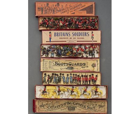 A COLLECTION OF WILLIAM BRITAIN'S HOLLOW CAST AND PAINTED LEAD ALLOY SOLDIERS, SECOND QUARTER 20TH C, TO INCLUDE BOXES FOR FA
