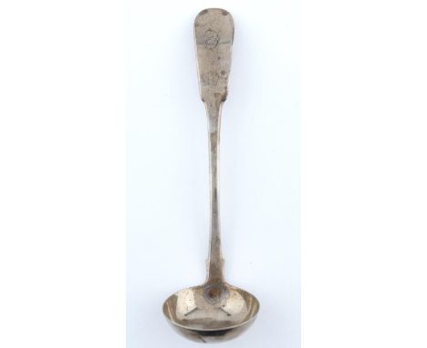 PROVINCIAL SILVER. A SAUCE LADLE, FIDDLE PATTERN, MAKER'S MARK TS AND A DEVICE STRUCK THRICE, EARLY 19TH C, 18DWTS Good condi